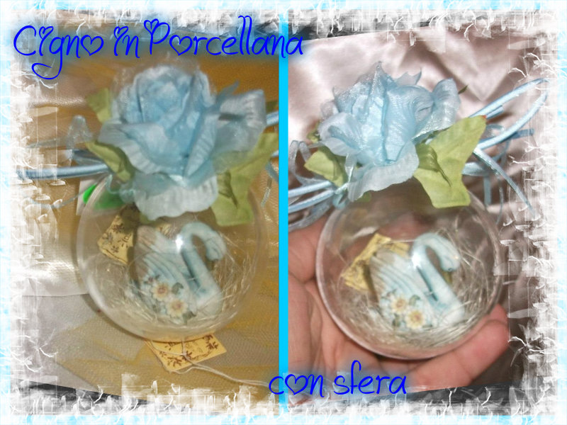 Cigno/fiori porcellana con sfera